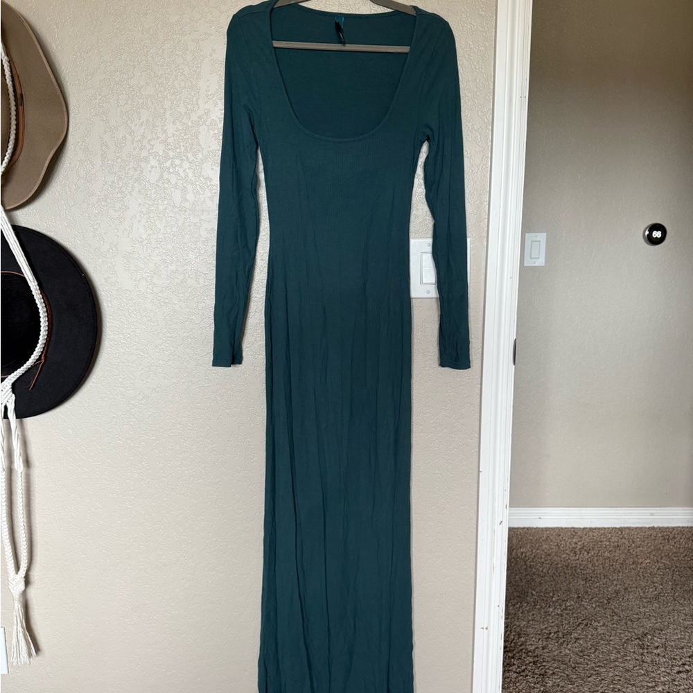 SKIMS Teal Long Sleeve Dress